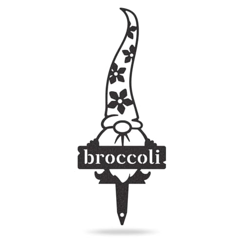 RealSteel Gnome Plant Markers Metal Garden Stakes | Outdoor Garden Labels & Plant Tags for Vegetables & Herbs | Decorative Yard & Raised Bed Garden Signs | Gardening Gift | Made in USA - Broccoli - style: BROCCOLI