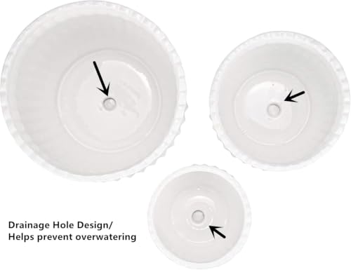 Yesland 3 Pack Ceramic Planter Pots, 3.9"/5.3"/6.7" Modern Round Flower Pots with Drainage Holes & Saucers, Small Indoor Planters for Succulent Cactus, Home Decor Gift