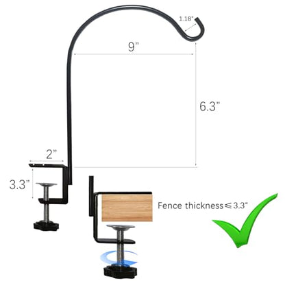 Short Deck Hook 2 Pack Bird Feeder Pole with 3.3 Inch Strengthened Clamp