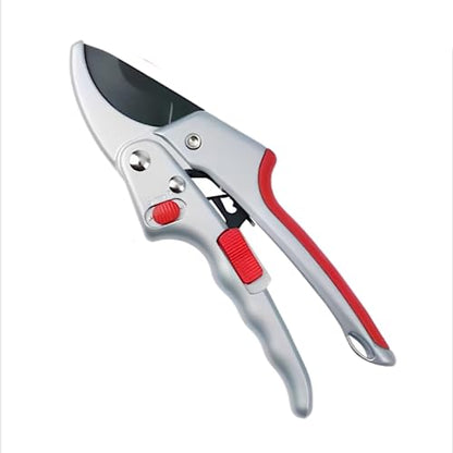 Garden clippers, premium Germany pruners, Work 3 times easier, professional ratchet pruning shears, cutting rose, flower, hedge, stem, tree, Sharp gardening scissors, Arthritis weak hand snips - color: Red/Silver
