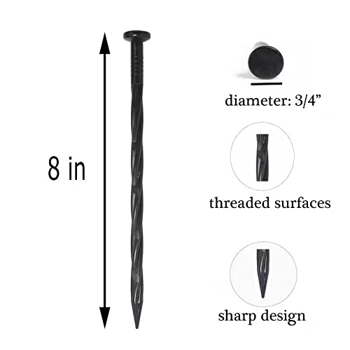 100PCS Spiral Landscape Anchoring Spikes, 8 Inch Landscape Spikes, Nylon Landscape Anchoring Spike for Garden Lawn Yard, Paver,Weed Barrier, Artificial Turf (8in - 100 Count) - color: 8in-100 count