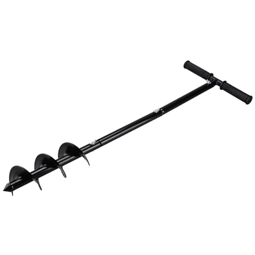 RealPlus Hand Auger Post Hole Digger 4" x 33" Garden Hole Digger Tool Manual Earth Auger Drill for Deep Cultivating Seedlings Planting Trees - color: Black (4" Drill Bit Dia)