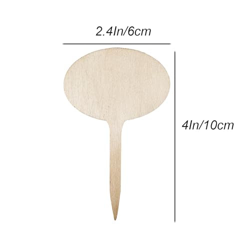 100 Pcs Wood Plant Labels, Natural Wooden Plant Marker Garden Sign Tags, Oval Type Garden Markers for Succulents, Herbs, Seedlings, Potted, Flowers, Vegetables (Oval) - style: Oval