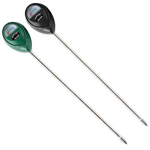 Extended Long Probe Soil Moisture Meter, 2 Pack Plant Water Meter Soil Meter Moisture Sensor Hygrometer for Indoor Outdoor Plant Care,No Battery Needed(Green + Black) - color: Green+Black-Longprobe-2Pack