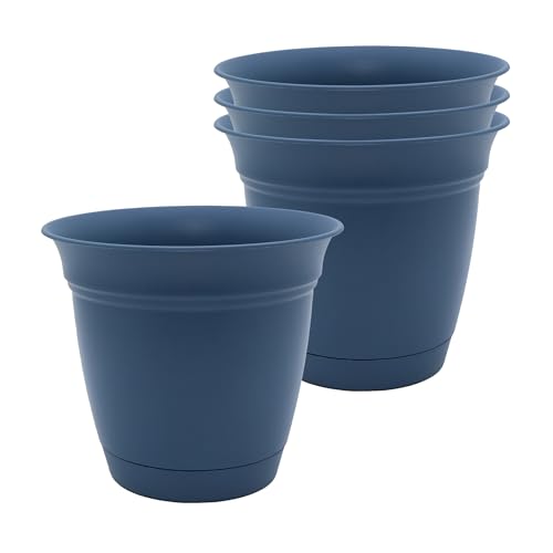 The HC Companies Eclipse Round Planter Pot, 8 Inch, Slate Blue, 4-Pack - color: Slate Blue, size: 8" (Pack of 4)
