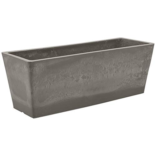 PSW Pot Collection [17.5 inch] Plastic/Stone/Wood Composite Window Box Rectangular Planter – No Drainage Hole (Drillable), Indoor/Outdoor Pot for Flowers and Vegetables, Cement Color - color: Cement, size: 17.5" x 7"