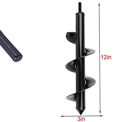 Auger Drill Bit for Planting - 3"X12" Heavy-Duty Garden Auger Spiral Drill Bit - Bulb Planter Tool & Auger Post Hole Digger - 3/8" Hex Drive Drill - size: 3"x12"(Black)