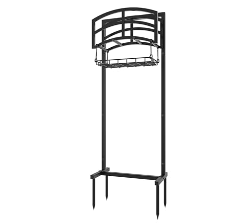 Fire Beauty Heavy-Duty Portable Garden Hose Holder with Storage Basket,120+ lbs Capacity, Holds 180ft 1/2" Hose,Dual Support Rods & Rustproof Screws,Modern Geometric Design - style: Geometric Design
