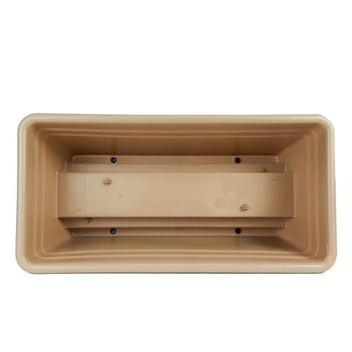 The HC Companies 24 Inch Deck Rail Planter Box with Drainage Plug, Lightweight UV-Resistant Plastic Outdoor Planters for Wood Deck Rail, Flower Box for Garden, Patio, Balcony, and Fence, Sandstone - color: Sandstone