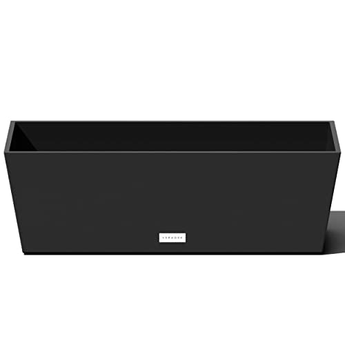 Veradek Pure Series Window Box Planter - Long Rectangular Planter for Indoor or Outdoor Windowsill/Balcony | Durable All-Weather Use with Drainage Holes | Modern Decor for Herbs, Small Plants, Flowers - color: Black, size: 25 inch