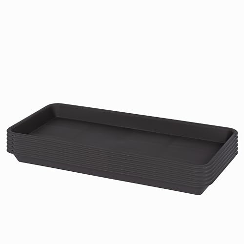 VUWEZ 6 Pack Rectangular Plastic Plant Tray Saucer, Brown, 6 x 11 Inch, Modern Style, Durable, For Indoors & Outdoors, Protects Floor from Water, Fits Most Windowsills - color: Dark Brown, size: 11'' x 6'' x 1.0'' (6 pack)
