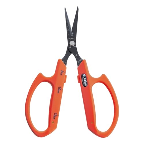 Saboten Fluorine Coated Angled Blade Trimming Scissors Orange PT-2 160mm Precision Gardening Bonsai and Floral Shears Made in Japan - color: Orange, size: Non-Stick Angled Blade