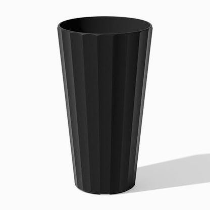 Veradek Column Series Tall Planter - Tapered Outdoor Planter with Shelf - color: Black, style: Wide Groove
