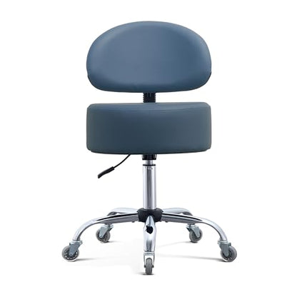 Ergonomic Rolling Drafting Stool with Backrest Lumbar Support - color: Blue, style: Classic