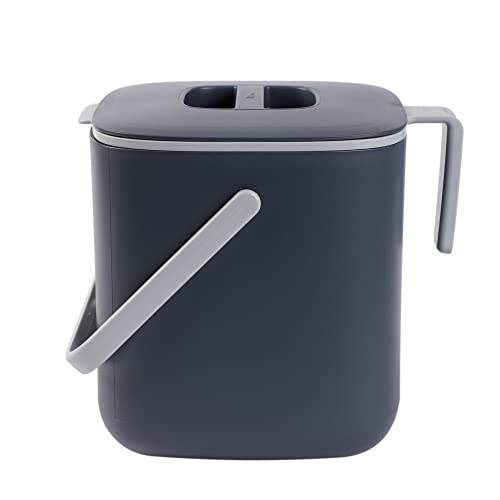 Blue Ginkgo Kitchen Compost Bin, 2.6L Countertop Compost Bin, Dark Grey - color: Gray, size: 0.69 gal / 2.6 L (Multiple Handles)