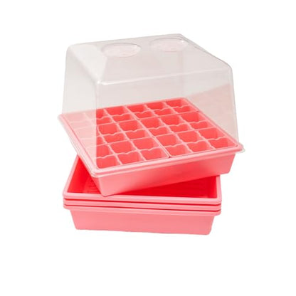 Bootstrap Farmer Countertop Seed Starter Kit in Pink, Reusable 1010 Tray Bundle with Inserts and Humidity Dome - color: Pink
