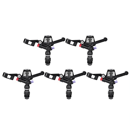 Haofy Impact Sprinkler, 5PCS Garden Impulse Sprinkler, 3/4in DN20 Male Thread, Black