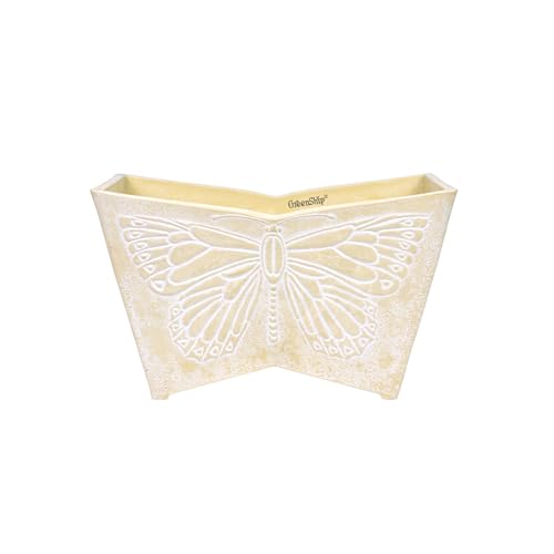GreenShip 16 Inch Large Resin Flower Pots with Drainage Hole Beige - style: Beige-1 Pack