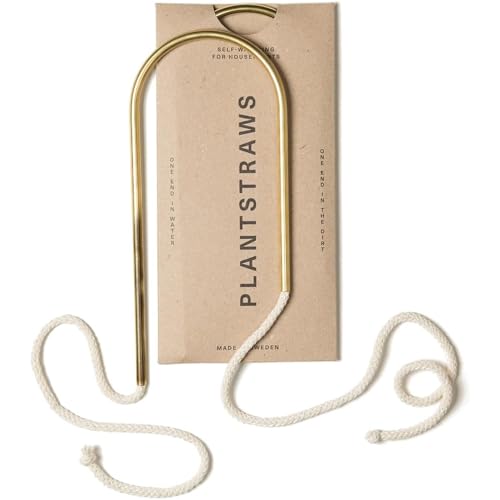Beautiful Self-Watering Wick System for Effortless Plant Care, Automatic Drip Irrigation, Sustainable & Stylish Scandinavian Design, Ideal for House Plants (S, Brass Patina) - color: Brass Patina, size: Small