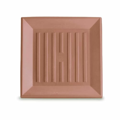 Crescent Garden Universal Square Plant Saucer, Durable Plant Tray for Square Planter, Heavy-Duty Plastic Drainage Dish, Indoor/Outdoor Saucer - 9'' Inner x 12.5" Outer (Terracotta-Color) - color: Weathered Terracotta, size: 9" (Inner)