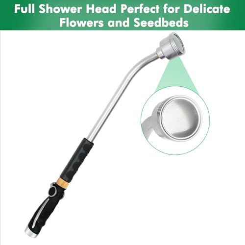 RESTMO Long Watering Wand, 24 Inches Gentle Soft Full Shower Sprayer Wand - color: Silver