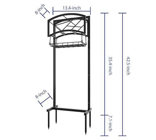 Fire Beauty Heavy-Duty Portable Garden Hose Holder with Storage Basket,80+ lbs Capacity, Modern Geometric Design, Holds 180ft 1/2" Hose,Dual Support Rods & Rustproof Screws - style: Geometric Design