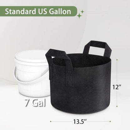 GreatBuddy Grow Bags 7 Gallon 6-Pack, Heavy Duty Fabric Grow Bags with Handles for Vegetables, Herbs, and Tomatoes, Fabric Pots & Planting Bags for Outdoor Home Gardening - size: 7 Gal