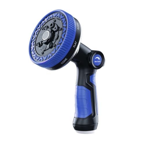 Rosy Earth Garden Hose Nozzle, 3.8" Ultra-Wide Metal Hose Sprayer, Blue - color: Blue