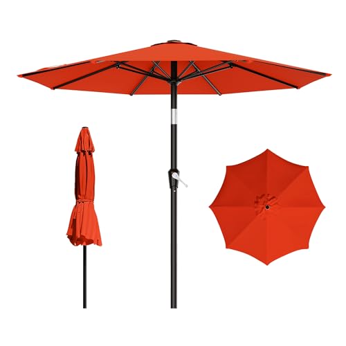 AreShark 9FT Outdoor Patio Umbrella with Tilt and Crank, Orange - color: Orange, size: 9ft