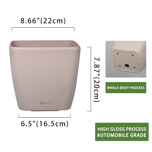 Dexceder 9x8 Self Watering Planter (Taupe Matte) - color: Taupe, size: 9x8