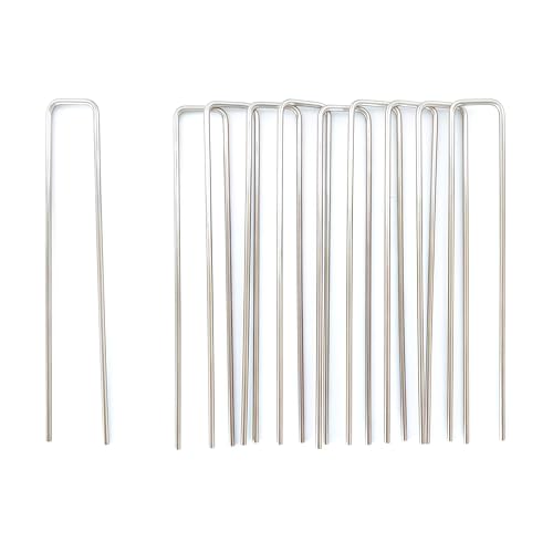 Atlantic Stainless Steel Landscape Staples Garden Stakes. (6"-Square-10pcs) - size: Square 6"x10pcs