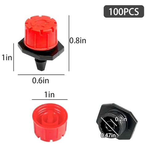 100Pcs Drip Irrigation Emitters,Adjustable Irrigation Drippers Sprinklers - color: Red-100pcs