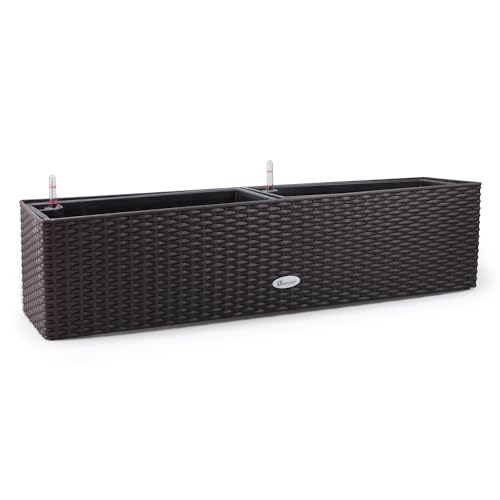 Dexceder 31.5 Inch Self Watering Rail Window Box (Brown) - color: Brown, size: 80A