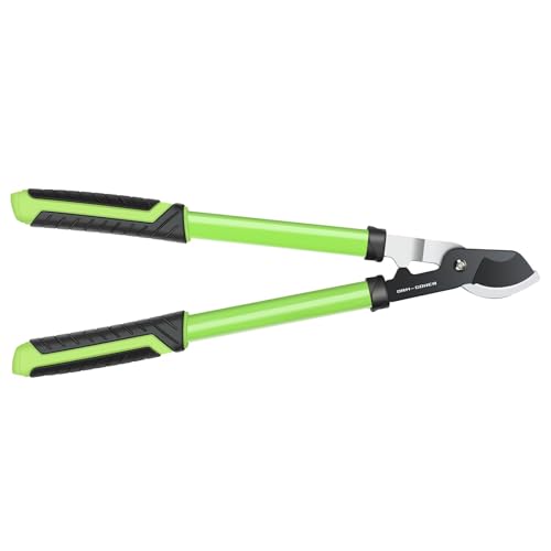 23" SK5 Dual-Blade Loppers Cuts 2" Dry/Wet Branches - Triangular Steel Tube & SecureLock, Heavy Duty Tree Trimmers Green/Black
