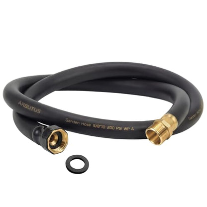 Garden Hose 5/8"x 5ft Brass Rubber Heavy Duty Water Hose 600 PSI Black - color: Black, size: 5FT