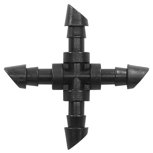 Murtenze 50 Pack 1/4 Inch Drip Irrigation Cross Fitting, Barbed 4-Way Cross Irrigation Parts Tee Connectors for Garden Lawn System - size: Cross-50P