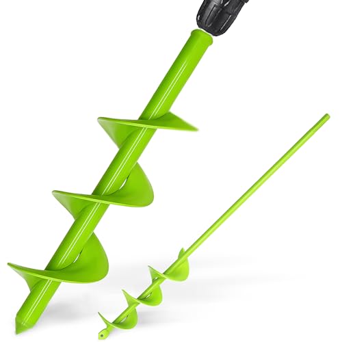 1.6"x16.5"&3.5"x16" Green Garden Auger Drill Bit for Planting - color: Green, size: 1.6"x16.5"+3.5"x16"