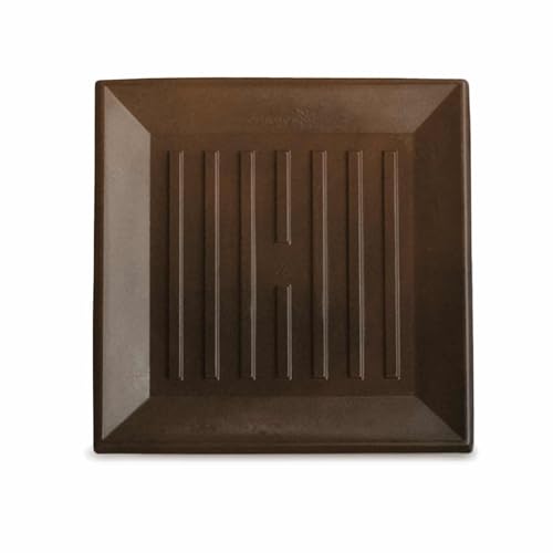 Crescent Garden Universal Square Plant Saucer, UV Resistant Durable Drip Tray for Square Planter, Heavy-Duty Plastic Drainage Dish, Indoor/Outdoor Flowerpot Saucer - 9'' Inner x 12.5" Outer (Rust) - color: Rust, size: 9" (Inner)