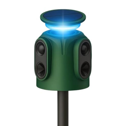2026 Upgraded Solar Ultrasonic Animal Repeller, 360° Motion Detection with LED Flashing Light, Waterproof Design for Outdoor Garden, Farm, Temporary Yard Protection Against Deer, Cats, Dogs, Raccoons