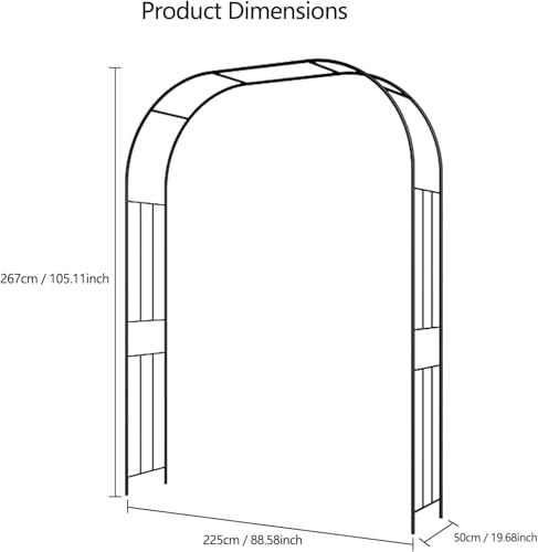 Garvee Metal Garden Arch Arbor Trellis, Garden Arbor for Climbing Plants - size: 8.76x7.38x1.8 Ft