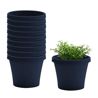 Bloem Terra 6" Plastic Planter, 0.5 Gallon, Navy, 10-Pack - color: Navy, size: 6" (Pack of 10)