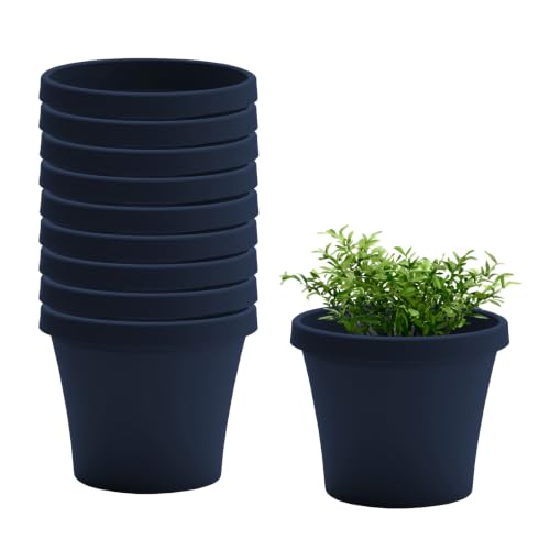 Bloem Terra 4" Plastic Planter, 0.25 Gallon, Navy, 10-Pack - color: Navy, size: 4" (Pack of 10)