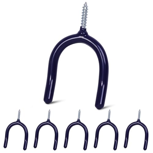 6 Pack Garage Storage System Steel U Hooks with Anti-Slip Coating Home Improvement and Organization Screw in Hooks Easy Wall Mounting Heavy Duty Bike and Ladder (Blue, 6 Pack) - color: Blue, size: 6 Pack