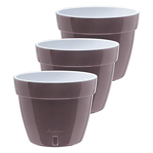 DecoPots - 3 Pack - 7.9 Inch - Self Watering Planter - Modern Flower Pot with Water Level Indicator - 6.3 inch Tall - for All House Plants, Flowers, Herbs (Diameter 7.9 inch, Shade/White) - color: Shade/White, size: 7.9 - Set of 3