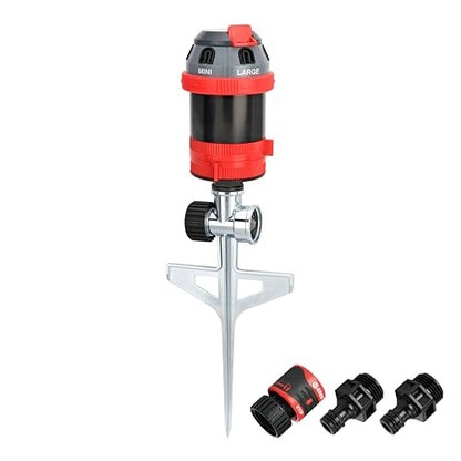 Eden 94144 6-Pattern Rotary Gear Drive Sprinkler with Step Spike Gear Drive, Heavy Duty, Gardening Watering System, Garden&Lawns, Multi Pattern, Coverage up to 5278sq.ft