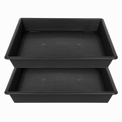 Square Plant Saucer 12 Inch 2 Pack 6 8 10 12 14 16 18 20 Inch, Plant Trays for Pots Heavy Duty Plastic Plant Saucers for Indoors Outdoors, Flower Pot No Holes Plant Drip Trays - color: Black, size: 12.5" x 12.5" x 10.5"