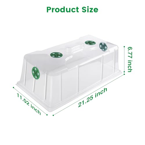 MIXC 10 Pack Humidity Dome 7" Tall Extra Strength, 1020 Growing Trays Cover, Propagation Seed Cloning Lid Vented for 10 x 20 Inch Flat Tray and Seed Starting Germination - color: Green, size: 10 Pack 7" Domes-Green
