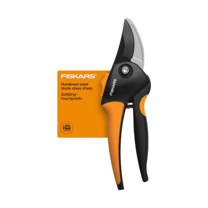 Fiskars SoftGrip Bypass Pruning Shears, 5/8" Cut Capacity Garden Clippers - size: SoftGrip
