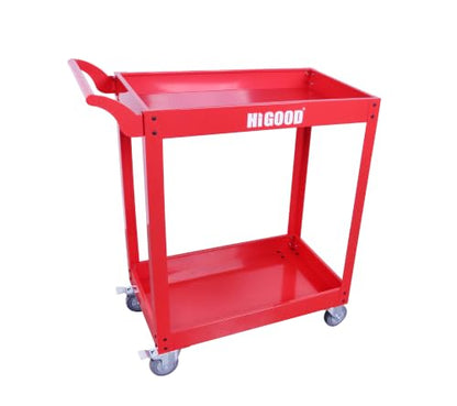 Heavy Duty Service Utility Cart,2 Shelf Steel, 800-Pound Capacity, 35.6 x 18.1x38-Inch RED - color: Red