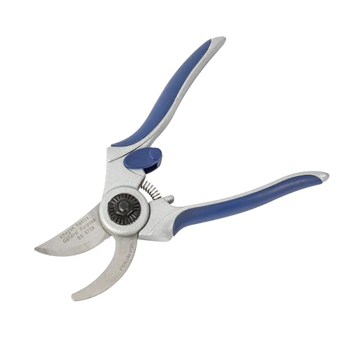Amazon Basics Professional Bypass Pruning Shears, Lightweight Garden Clippers for Cutting Flowers, Trimming Plants, 7-inch Steel Garden Scissors, Blue - size: 7-Inch